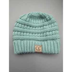 C.C Kids Solid Cable Knit Winter Beanie Teal One Size Fits Most